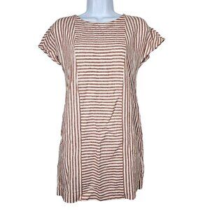 Madewell‎ Striped Button-Back Dress Linen Blend Casual Neutral Women's XXS
